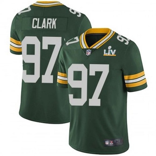 Men's Green Bay Packers #97 Kenny Clark Green NFL 2021 Super Bowl LV Stitched Jersey